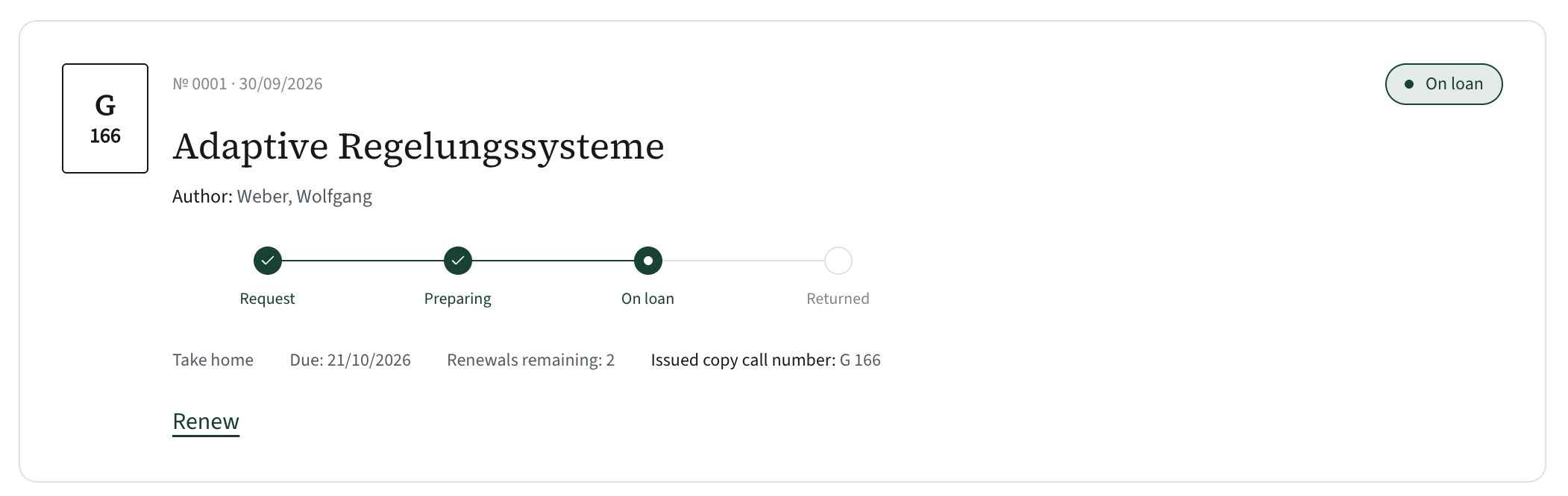 Katlog reader account: a book on loan
